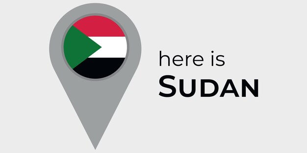 El icono del marcador del mapa de Sudán aquí es la ilustración del vector de Sudán