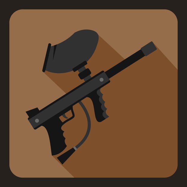 Icono de marcador de paintball en estilo plano en una ilustración vectorial de fondo de café