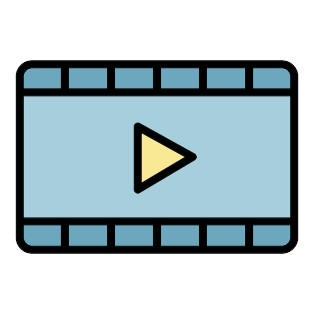 Icono del marco de cine de la película Contorno del marco del cine del filme Icono vectorial del color plano aislado
