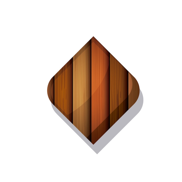 Vector icono de marco marrón madera y rayas