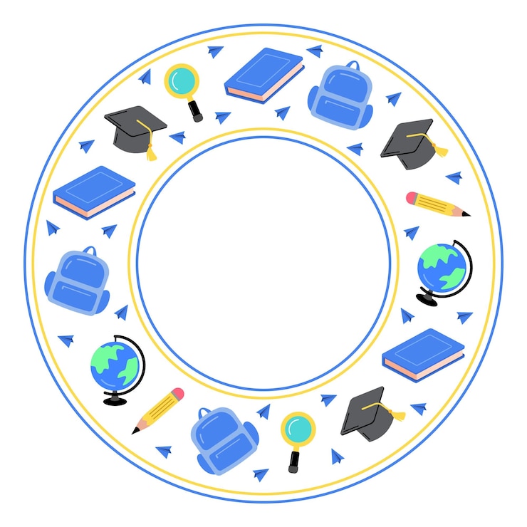 Vector icono del marco de los suministros escolares y educativos