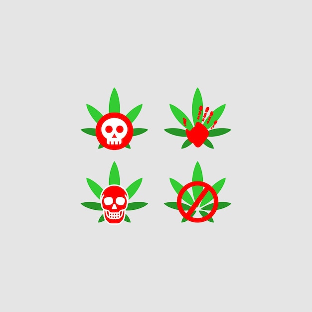 Icono de marihuana y vector gráfico de icono antinarcóticos