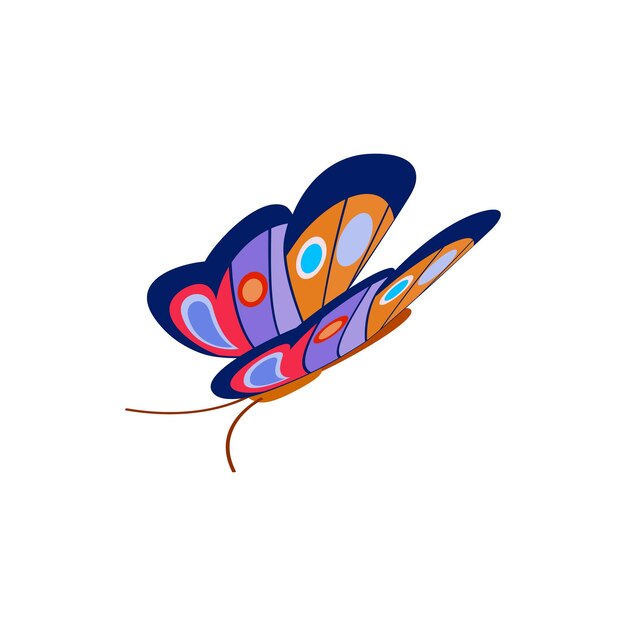 Vector icono de mariposa azul en estilo isométrico 3d sobre un fondo blanco