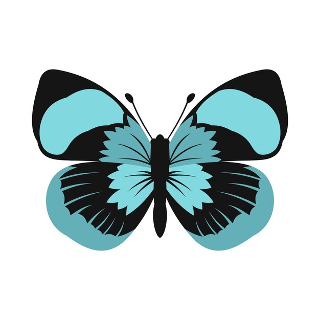 Icono de mariposa azul en estilo plano sobre un fondo blanco