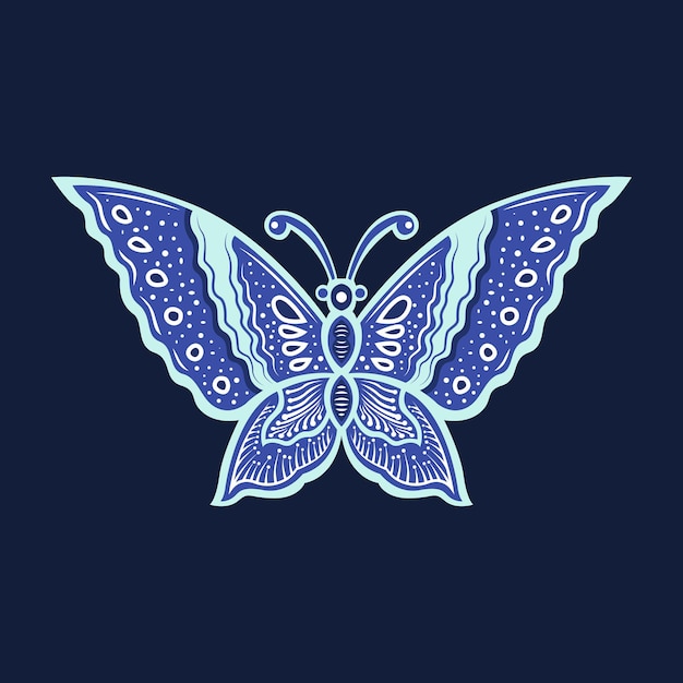 Icono de mariposa batik javanesa imagen vectorial de patrones sin fisuras