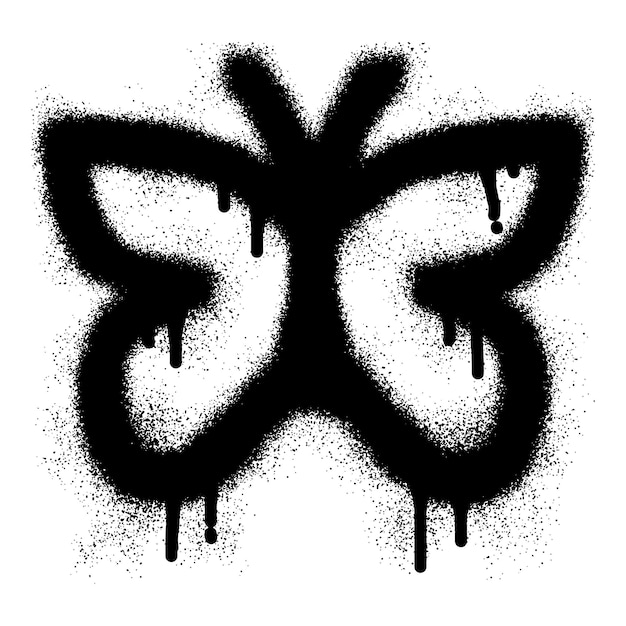 Vector icono de mariposa de graffiti con pintura en aerosol negra