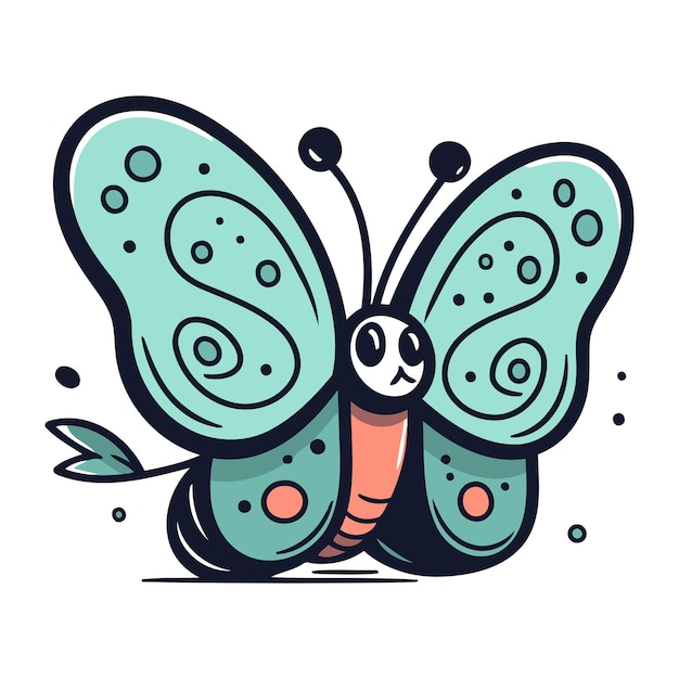 Vector icono de mariposa insecto de dibujos animados lindo ilustración vectorial
