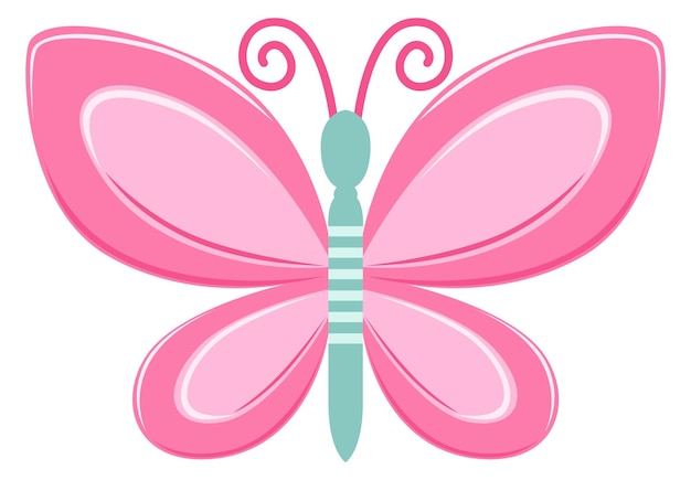 Vector icono de mariposa rosa insecto volador alado de verano