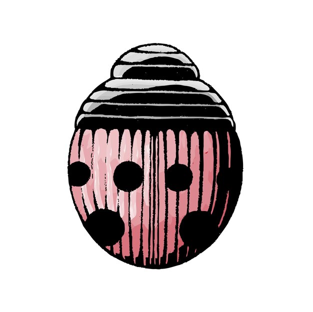 Icono de mariquita roja Scratchboard grabado Vector