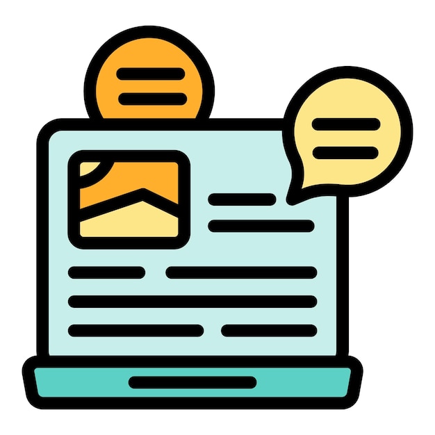 Icono de marketing de chat Esquema Icono de vector de marketing de chat para diseño web aislado en color plano de fondo blanco