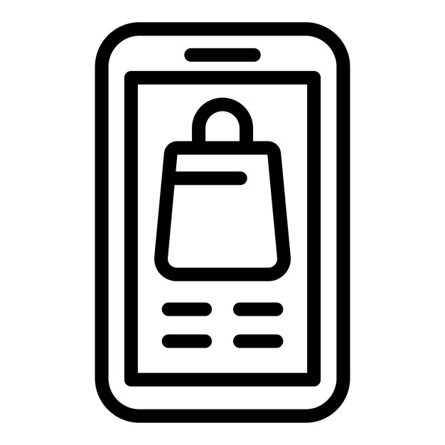 Icono de marketing de compras por teléfono Contorno Icono de vector de marketing de compras por teléfono para diseño web aislado en fondo blanco