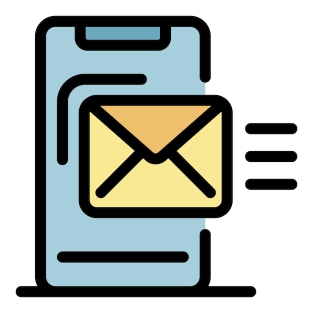 Icono de marketing por correo electrónico Contorno de marketing por correos electrónicos Icono vectorial de color plano aislado