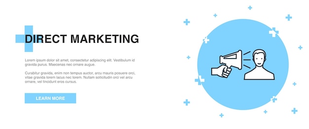 Icono de marketing directo, concepto de plantilla de contorno de banner. Diseño de ilustración de línea de marketing directo