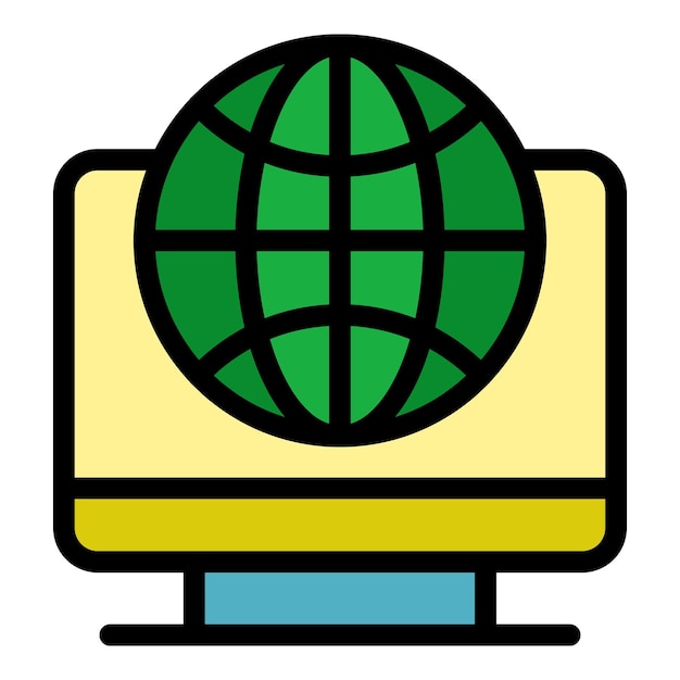 Icono de marketing global Contorno de marketing global Icono vectorial de color plano aislado
