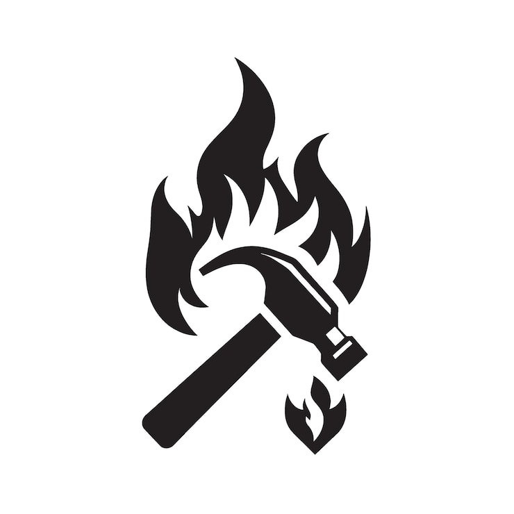 Vector el icono del martillo de fuego