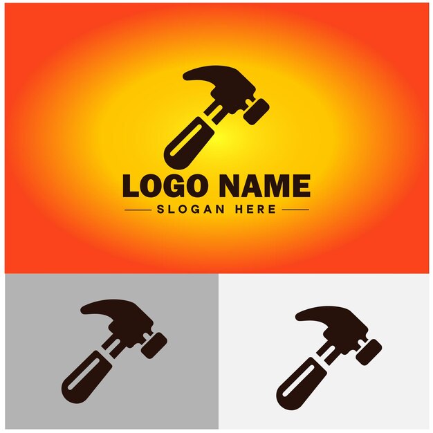 Vector icono de martillo herramientas de reparación de casa construcción thor icono vector para aplicación de negocios silueta plantilla de logotipo