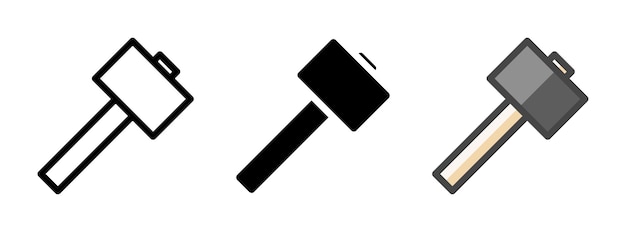 Icono de martillo polivalente en el estilo de contorno lleno de glifos