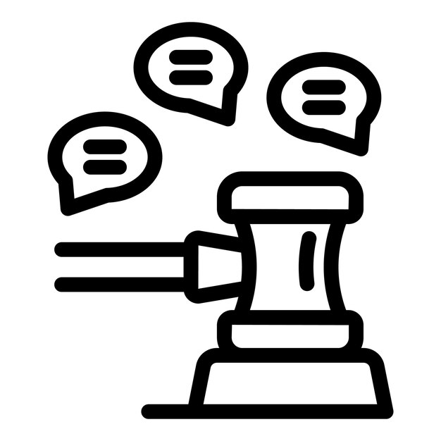 Icono de martillo de subasta con burbujas de habla