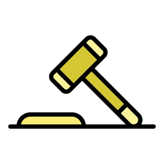 Icono de martillo de subasta Contorno de marrón de subasta Icono vectorial de color plano aislado