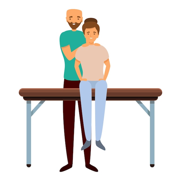 Icono de masajista de espalda Caricatura de icono de vector de masajista de espalda para diseño web aislado sobre fondo blanco