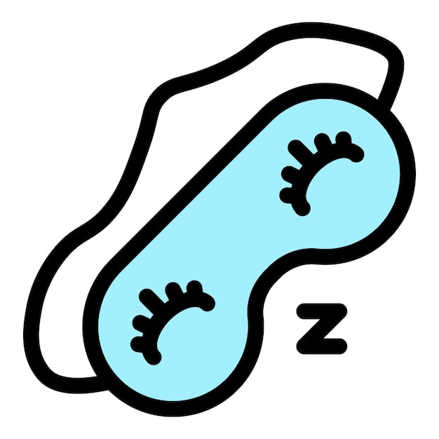 El icono de la máscara para dormir de los ojos El contorno de la mascara para dormir del ojo El icono del vector del color plano aislado