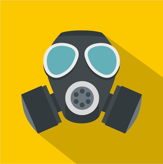 Icono de máscara de gas del ejército Ilustración plana de icono vectorial de la máscara de gases del ejército para la web aislado en fondo amarillo