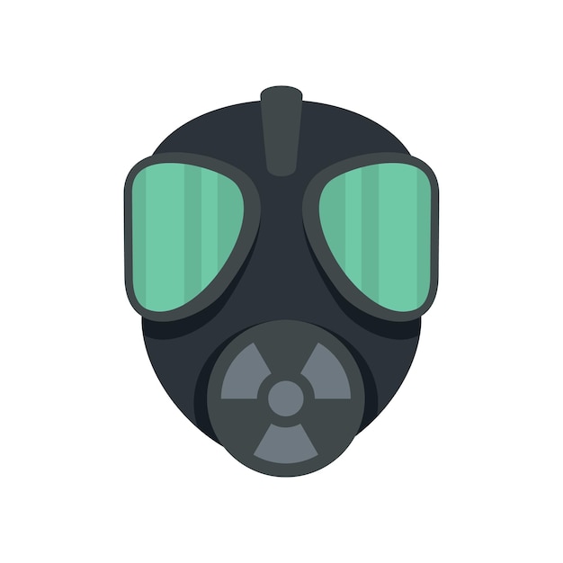Icono de máscara de radiación de gas ilustración plana del icono de vector de máscara de radiación de gas aislado sobre fondo blanco