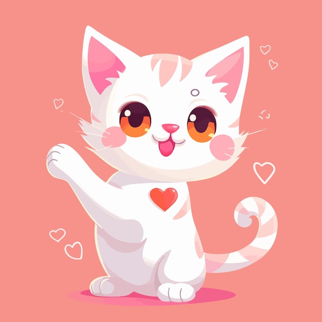 Un icono de mascota de gato divertido de dibujos animados ilustración vectorial diseño de concepto de carácter animal