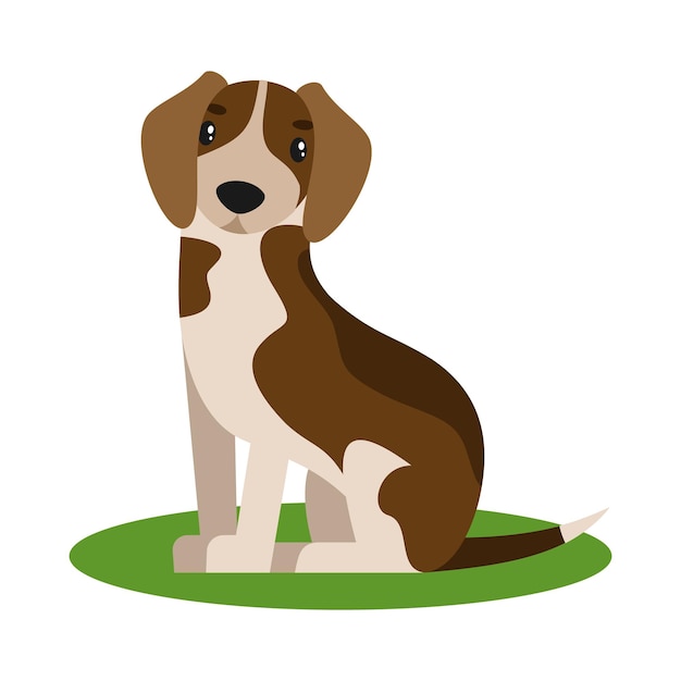 El icono de la mascota del perro lindo diseño de ilustración vectorial gráfico de estilo plano vista delantera