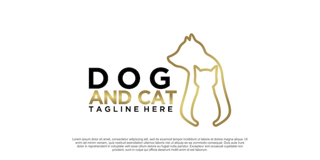Icono de mascota de plantilla de diseño de logotipo de perro y gato Vector Premium
