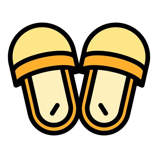 Icono de material de zapatillas de casa Contorno Icono de vector de material de zapatillas de casa para diseño web aislado en color plano de fondo blanco