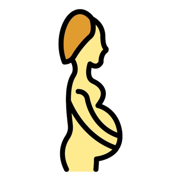 Icono de maternidad de mujer Contorno Icono de vector de maternidad de mujer para diseño web aislado en color plano de fondo blanco