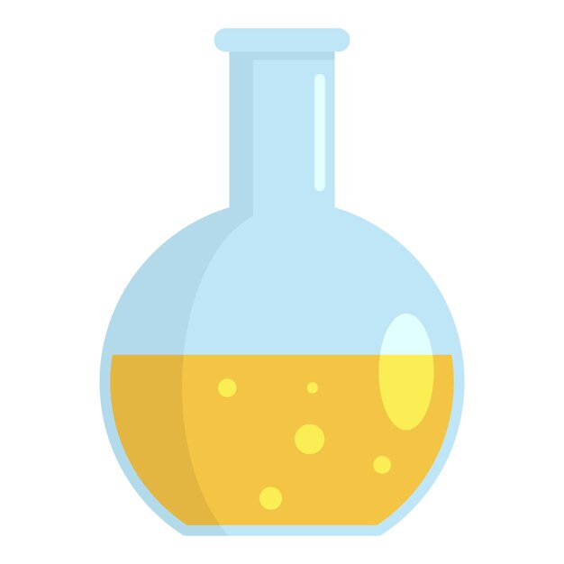 Icono de matraz de sustancia amarilla Ilustración plana del icono de vector de matraz de sustancia amarilla para diseño web