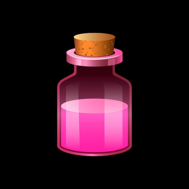 Icono de matraz de vidrio rosa Caricatura de icono de vector de matraz de vidrio rosa para diseño web aislado sobre fondo blanco