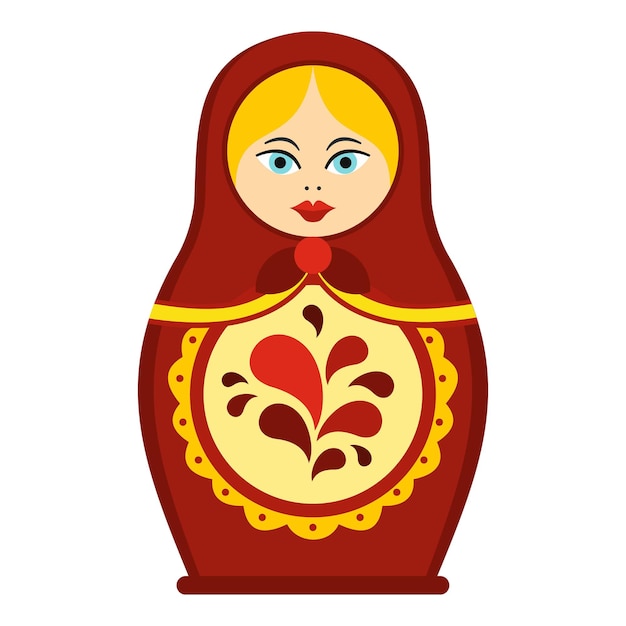 Ícono de matrioshka ilustración plana del ícono vectorial de matriushka para la web