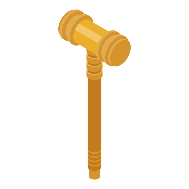 Icono de mazo de madera Isométrico de icono de vector de mazo de madera para diseño web aislado sobre fondo blanco