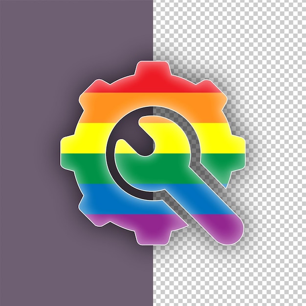 El icono mecánico del orgullo LGBTQ con fondo editable