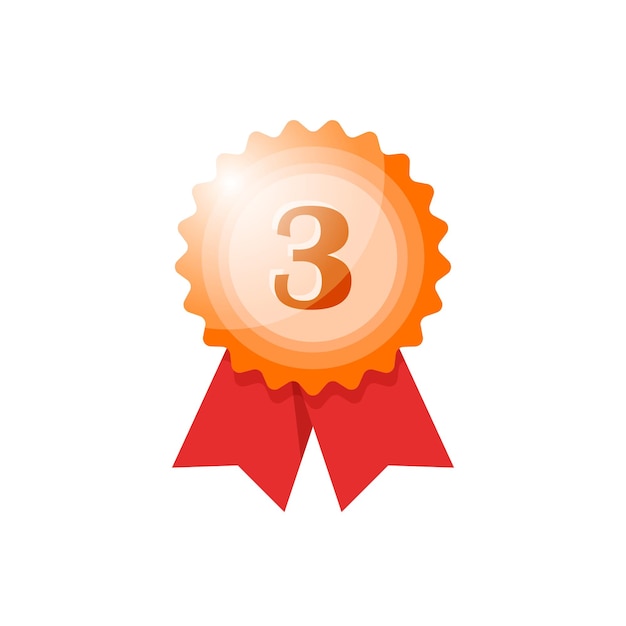 Icono de medalla de bronce en estilo plano Ilustración vectorial del premio del trofeo en un fondo aislado Concepto de negocio del letrero del ganador