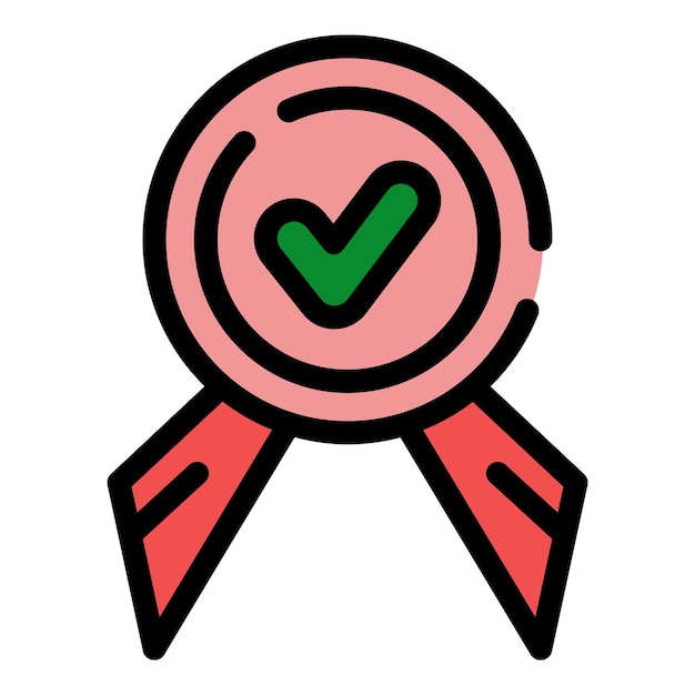 Icono de la medalla de calidad Contorno del icono del vector de la medallas de calidad Color plano aislado