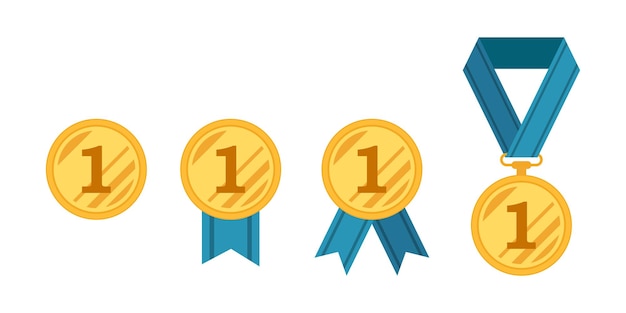 Icono de la medalla de oro en estilo plano Ilustración vectorial del premio del trofeo en un fondo aislado Concepto de negocio del letrero del ganador