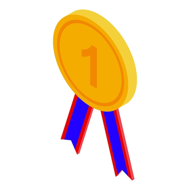 Icono de medalla de oro de marketing en línea Isométrico del icono de vector de medalla de oro de marketing en línea para diseño web aislado sobre fondo blanco