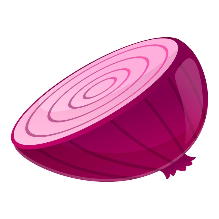 Vector icono de media cebolla morada caricatura de icono de vector de media cebolla morada para diseño web aislado sobre fondo blanco