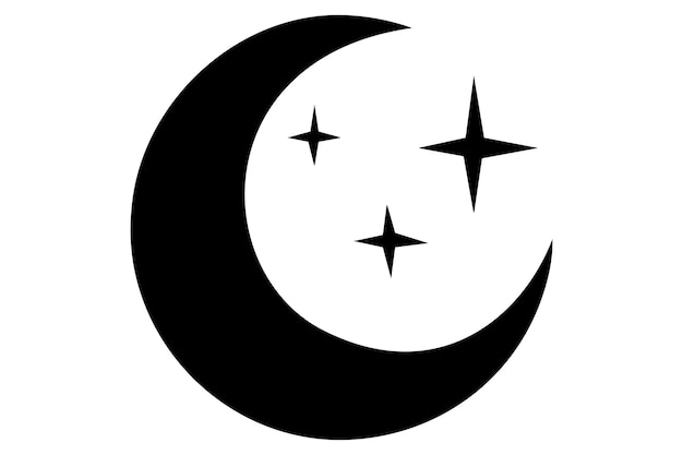 Icono de la media luna Icono de La luna Ilustración vectorial de la silueta de la luna