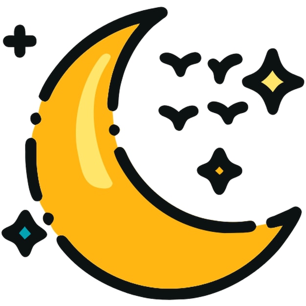 icono de media luna línea rota
