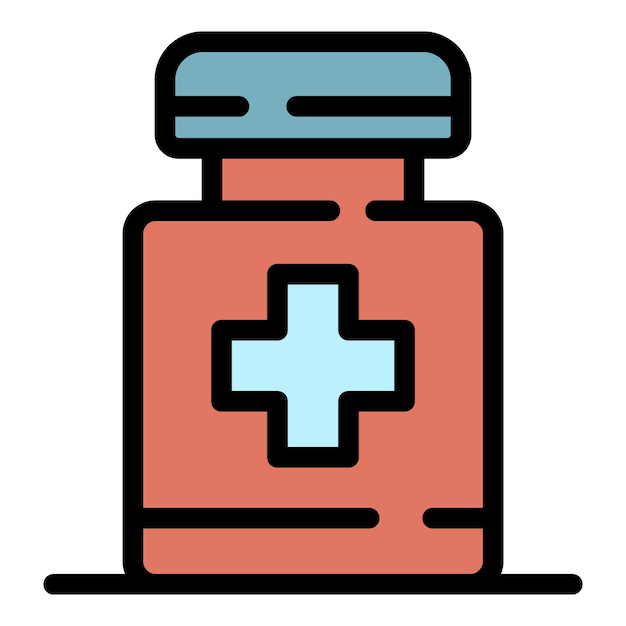 Icono de medicamentos Contorno de medicamentos Icono vectorial de color plano aislado