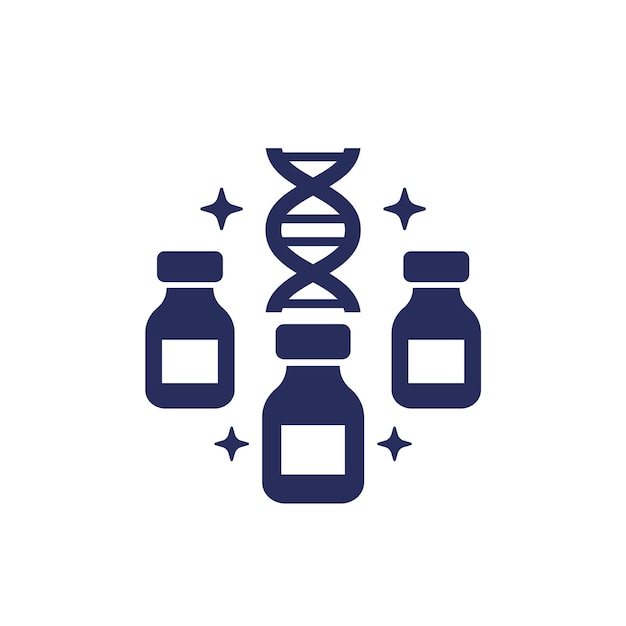 Icono de medicamentos de terapia génica en blanco