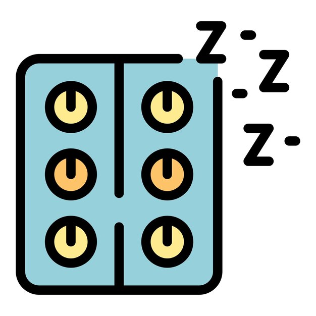 Icono de medicina para dormir Contorno Icono de vector de medicina para dormir para diseño web aislado en color plano de fondo blanco