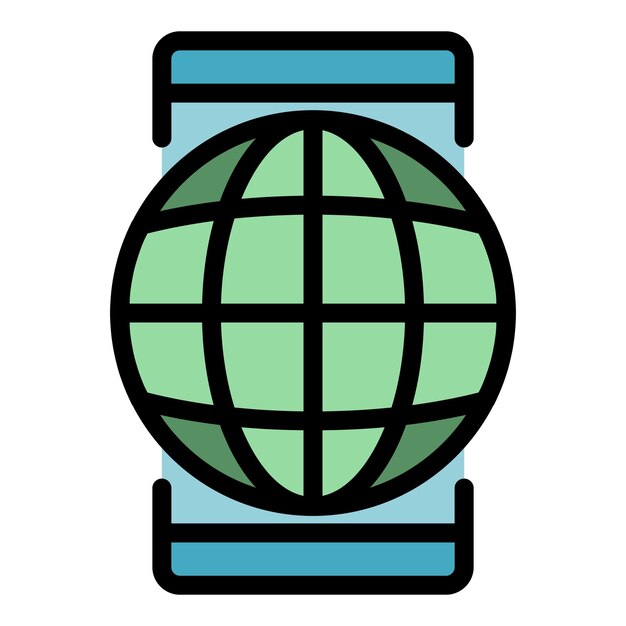 Icono de la medicina en línea global Contorno del icono vectorial de la medicina global en línea Color plano aislado