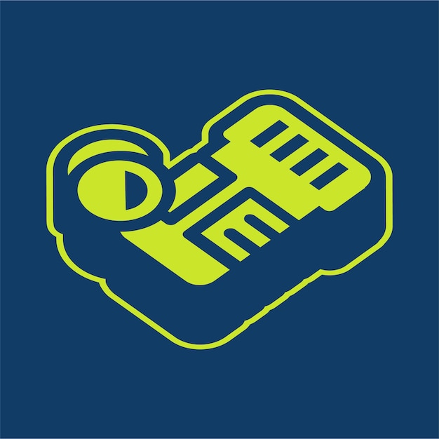 Icono de medicina vectorial retroisométrica verde con fondo editable