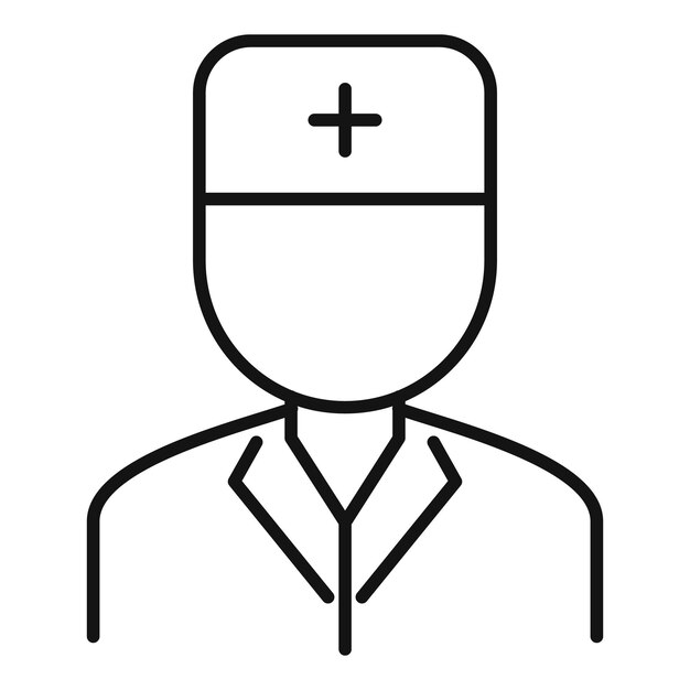 Icono de médico de donación de sangre Icono de vector de médico de donación de sangre de esquema para diseño web aislado sobre fondo blanco